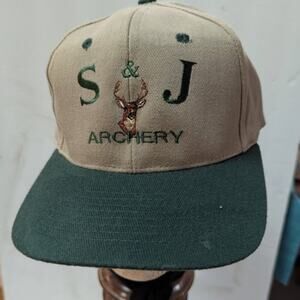 VINTAGE S &J Archery Deer Hunt Snap Back Adjustable TRUCKER full fabric Hat  Cap